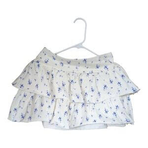 SS. Jersey Knit Tiered Skort‎ Blue Floral S High Rise Built-in Shorts